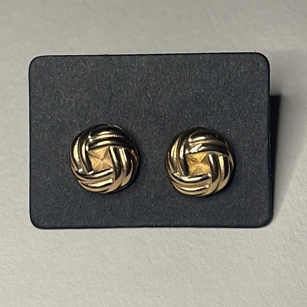 Vintage Infinity Love Knot 14k Gold Plated Rhodium Hypoallergenic Stud Earrings - Picture 9 of 12